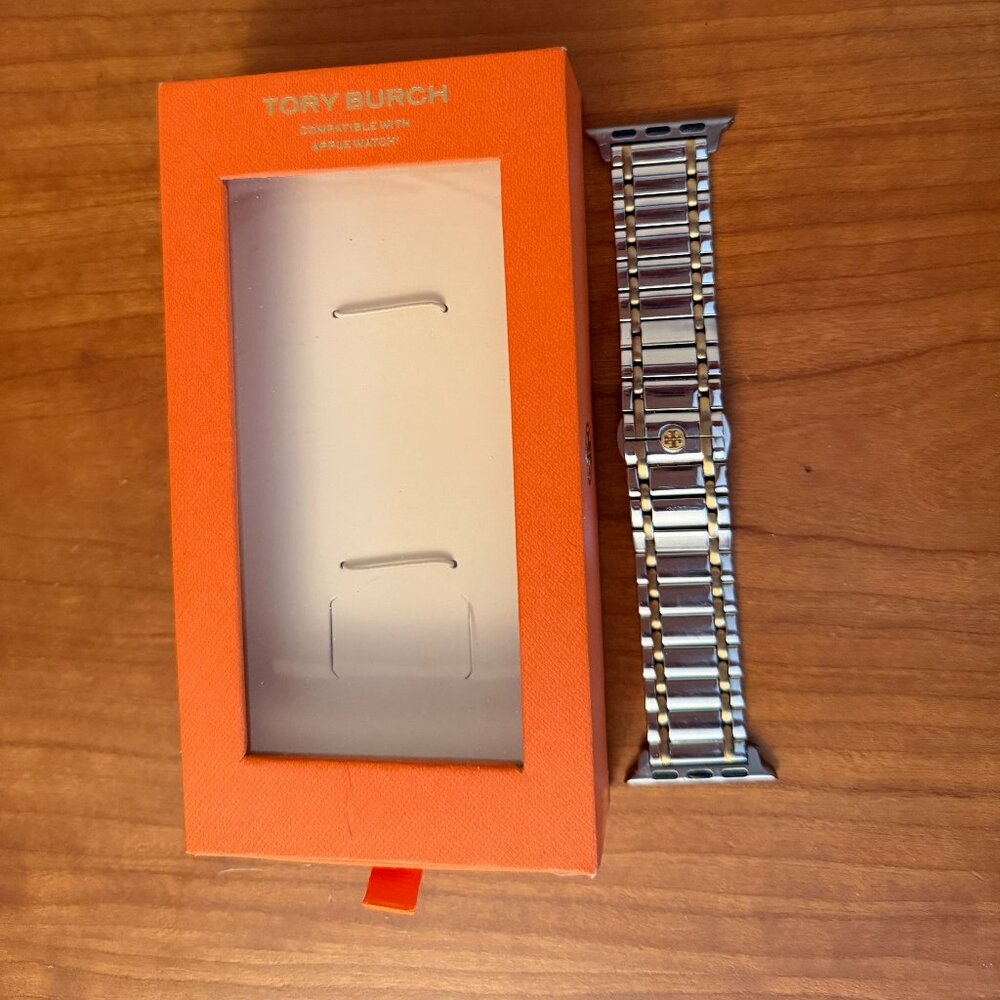 Tory Burch "The Miller" 20mm two tone Apple watch bracelet watchband - Picture 3 of 5